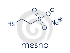 Mesna cancer chemotherapy adjuvant and mucolytic drug molecule. Skeletal formula.