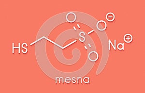 Mesna cancer chemotherapy adjuvant and mucolytic drug molecule. Skeletal formula.