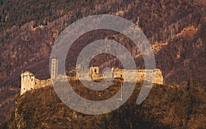 Mesocco`s Castle view from far