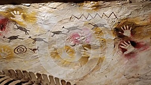 Mesolithic cave painting on a light stone