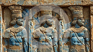 Mesopotamian art, Assyrian wall relief showing king and prists, inspired by art around 669 BC