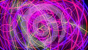 The mess tangling of the neon lines. It,s without direction