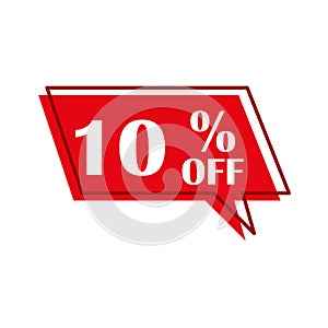 message 10 percent off. Discount promotion. Sale label. Vector illustration.