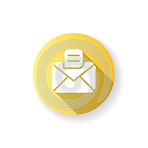 Message app yellow flat design long shadow glyph icon