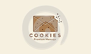 Message bite cookie logo design vector icon symbol illustration