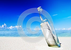 Message in a bottle on beach