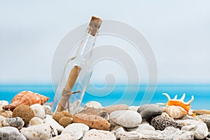 Message in bottle on the beach