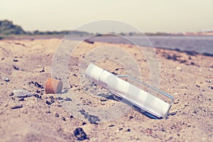 Message in a bottle on a beach