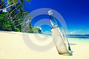 Message in a Bottle on Beach Summer Paradise Cocnept photo