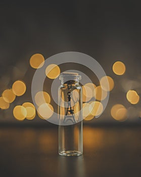 A message bottle in a bokeh background