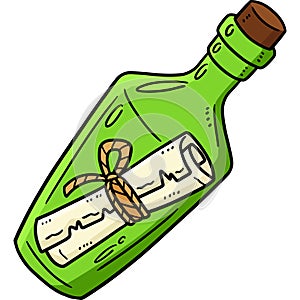 Message in a Bottle Cartoon Colored Clipart