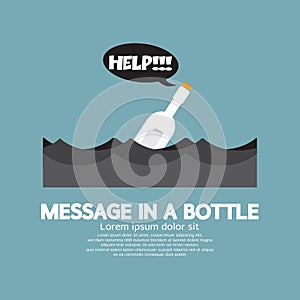Message in a Bottle Floating In The Sea
