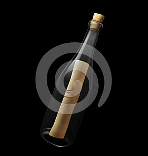 Message bottle isolated