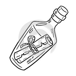 Message in a Bottle Isolated Coloring Page