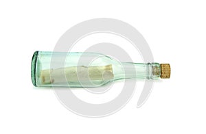 Message in bottle isolated on white background