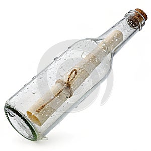 Message bottle isolated on white background