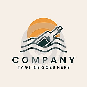Message Bottle Logo Design Vector