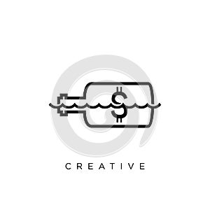 Message bottle logo design vector icon