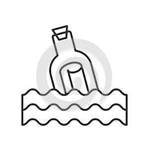 Message in a bottle outline icon on white background