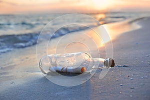 Message in a Bottle at Sunset