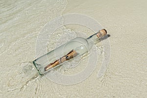 Message in a bottle washed ashore photo