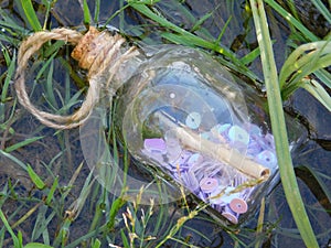 Message in Bottle in the water