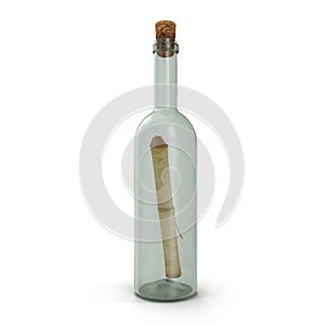 Message in a Bottle on white. 3D illustration