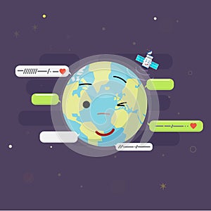 message box around the world. Global communication concept - vector