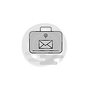 Message briefcase Web Icon. Flat Line Filled Gray Icon Vector