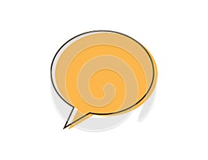 Message bubble template. Orange outline speech symbol. Dialog sms icon in flat design. Chat conversation in simple design. Blank