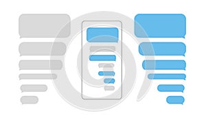 Message bubbles chat on smartphone icons. Vector design template of message bubbles chat boxes