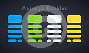 Message bubbles design template for message chat or website. Chat interface concept. Vector on isolated background. EPS 10