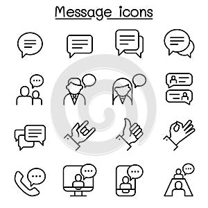 Message, Chat, discussion icon set in thin line style