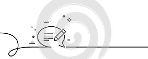 Message chat line icon. Speech bubble sign. Continuous line with curl. Vector