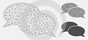 Message Clouds Vector Mesh Carcass Model and Triangle Mosaic Icon