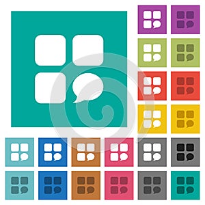 Message component square flat multi colored icons