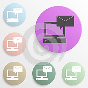 message on the computer badge color set. Simple glyph, flat vector of web icons for ui and ux, website or mobile application