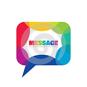 Message - creative vector background illustration. Communication colorful logo template. Speech bubble abstract sign. Social media