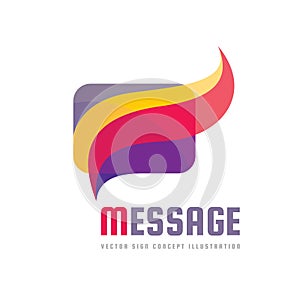 Message - creative vector background illustration. Communication colorful logo template. Speech bubble abstract sign. Social media
