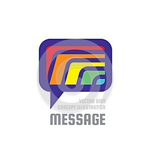 Message - creative vector background illustration. Communication colorful logo template. Speech bubble abstract sign. Social media
