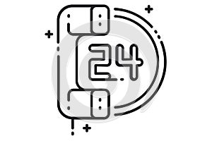 24 Hours Support Isolated Vector Illustration which can be easily Download