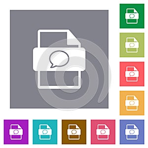 Message file type square flat icons