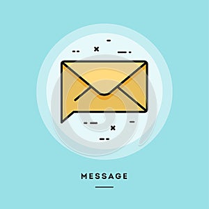 Message, flat design thin line banner.