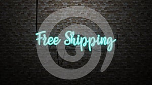 The message Free Shipping neon light on Brick wall bcakground photo