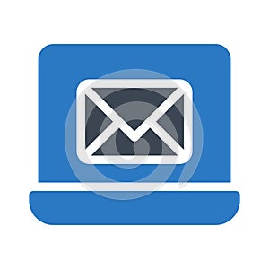 Message glyph color flat vector icon