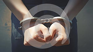 Message hands in handcuffs, a plea against violence