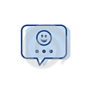 message with happy face lineal color icon. vector simple logo