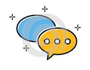 Message icon. Bubble Speech Icon isolated on white background. Design elements colored.