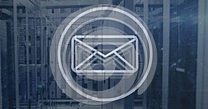 Message icon and data processing against computer server room