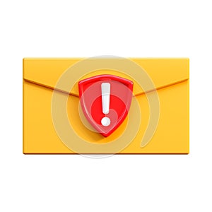 An icon in the form of an envelope with an error warning about the availability of the letter